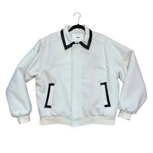 OWN Varsity Bomber Jacket Faux Leather Trim Quilted Lining Korean Streetwear